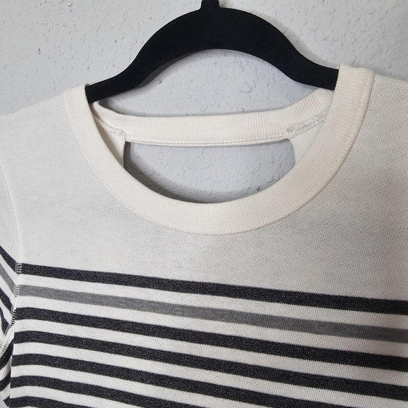 BCBG‎ MaxAzria Womens Mini Sweatshirt Dress XS Draped Back Short Sleeve Striped - Picture 5 of 9